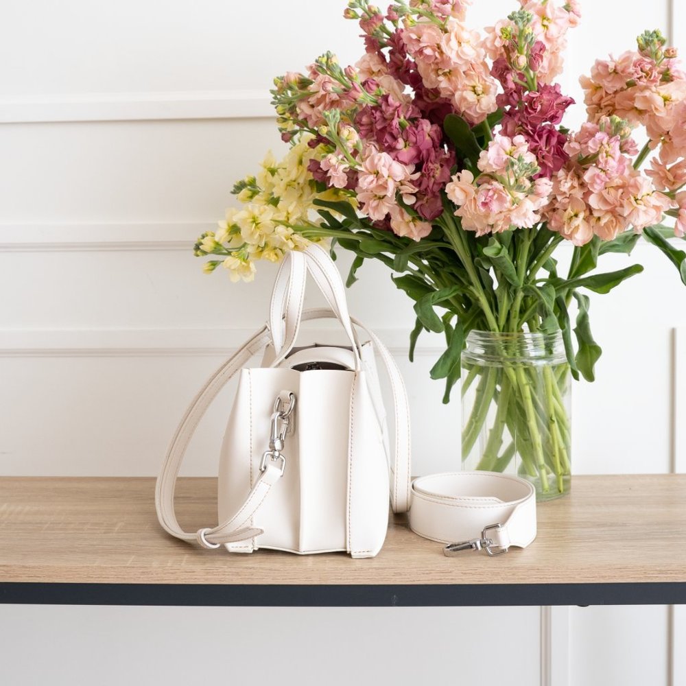 😍 NEW COLOR * Stella Mini Satchel Bag - Genuine Leather - Chalk - Picture 4 of 10